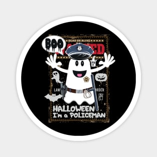 BOO Policeman dressed as a GHOST - cute Halloween Magnet